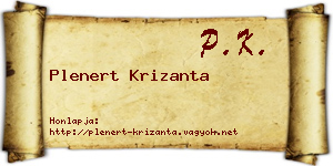 Plenert Krizanta névjegykártya